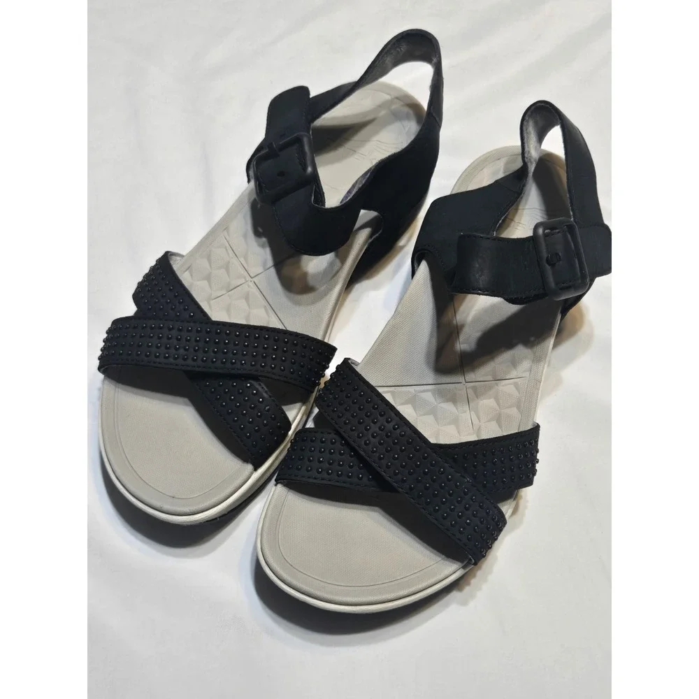 Dansko Sandals Black Cindy Strappy Wedge Platform Shoes Womens US 8.5 EU 39
